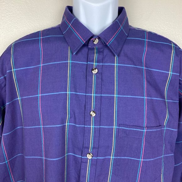 THE FOX COLLECTION - XL -  VINTAGE Purple Button Down Shirt - Picture 4 of 7
